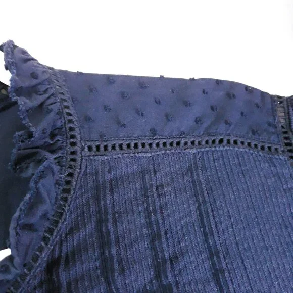 Quince Organic Textured Swiss Dot Cotton Peasant Blouse XL Boho Prairie - Picture 3 of 9